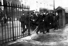 The Trial of M. Zola in Paris: scenes at the Assize Court - arrival of General Pellieux, 1898. Creator: Gribayedoff.