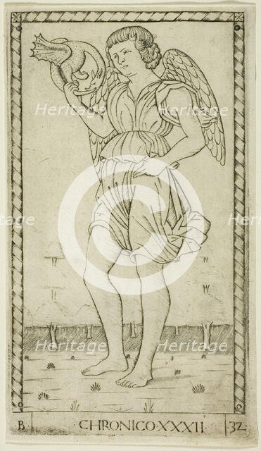 Genius of Time, plate 32 from Genii and Virtues, c.1465. Creator: Unknown.