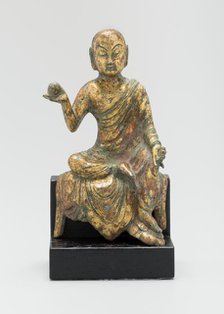 Dicang (Khsitigarbha), or "He Who Encompasses the Earth," Seated and..., Tang dynasty, c. 8th cent. Creator: Unknown.