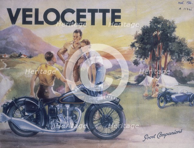 Poster advertising Velocette motor bikes, 1936. Artist: Unknown