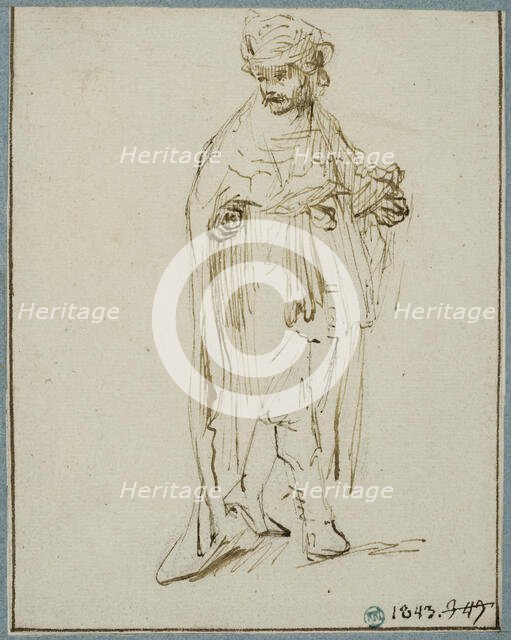 Walking man in oriental costume, c1630s. Creator: Rembrandt Harmensz van Rijn.