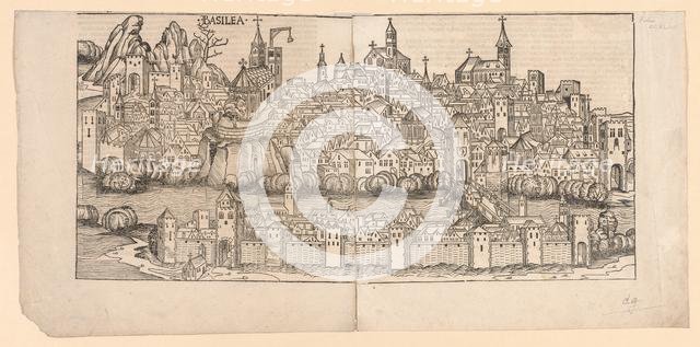Nuremberg Chronicle: Topographical View of Basle, Switzerland, 1493. Creator: Michael Wolgemut (German, 1434-1519); Wilhelm Playdenwurff (German, 1494), and.