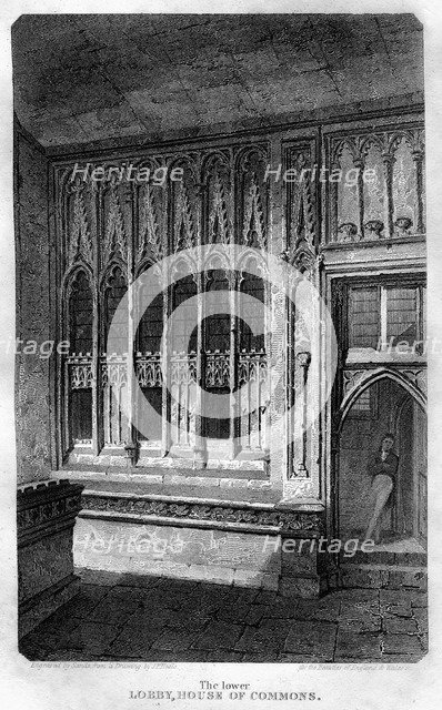 The Lower Lobby, House of Commons, Westminster, London, 1815.Artist: Sands