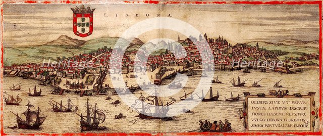 View of Lisbon and Tagus River (From: Civitates Orbis Terrarum), 1572. Artist: Hogenberg, Frans (1535-1590)