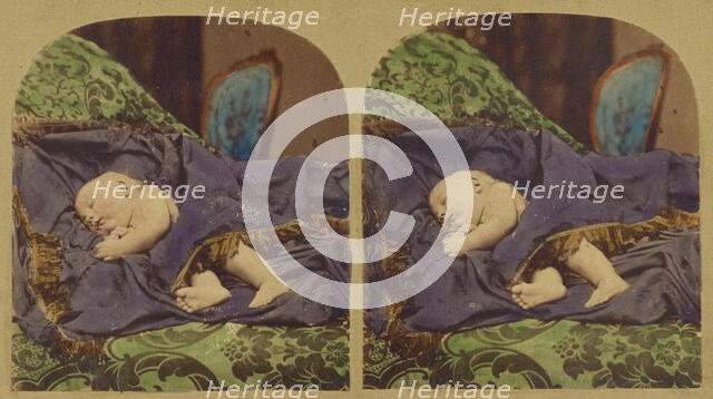 Baby sleeping, about 1860. Creator: London Stereoscopic & Photographic Co.