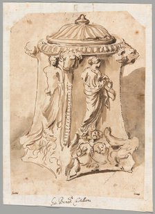 Antique Carved Marble Candelabra Base, 1642/44 or 1647/51. Creator: Andrea di Lione.