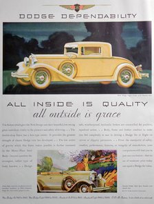 Advert for Dodge cars, 1931. Artist: Unknown