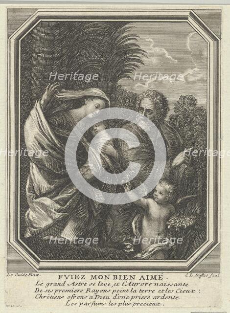 The Flight into Egypt; the holy family walking with the young John the Baptist, tre..., ca. 1720-86. Creator: Claude-Augustin Duflos.