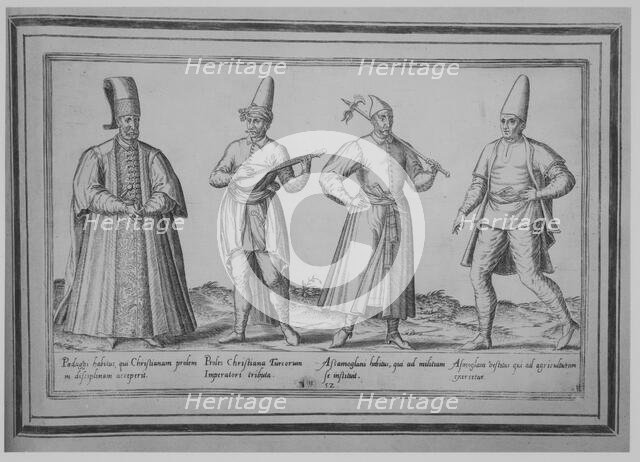 Paedagogi habitus, qui Christianam prolem in disceplinam acceperit; Proles Christiana Turc..., 1580. Creator: Abraham de Bruyn.