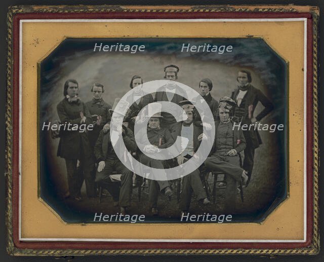 Group portrait of students, probably members of The Ranters, at Bethany College..., 1850-1851. Creator: Unknown.