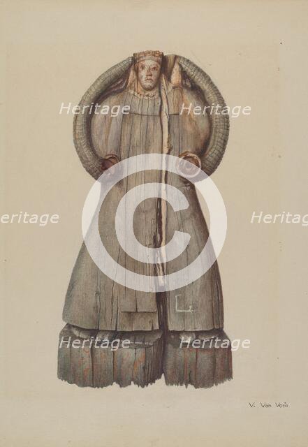 Carved Statue of the Virgin Mary, c. 1939. Creator: Vera Van Voris.