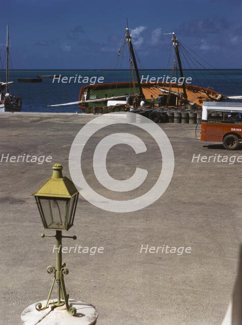 Along the waterfront, Christiansted, Saint Croix, Virgin Islands, 1941. Creator: Jack Delano.