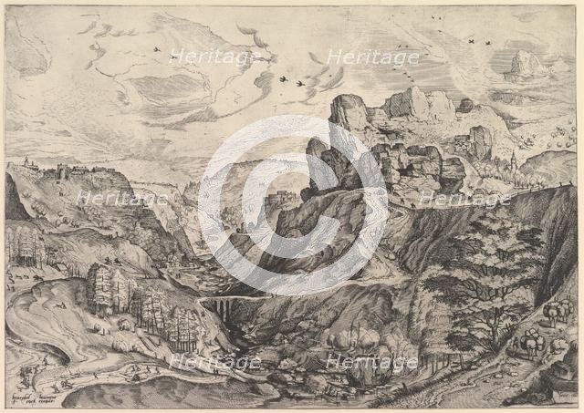 Alpine Landscape with a Deep Valley from The Large Landscapes, ca. 1555-56. Creator: Johannes van Doetecum I.