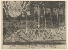 A faithful representation of the fireworks display presented by Johann Müller as proof of ..., 1659. Creator: Anon.