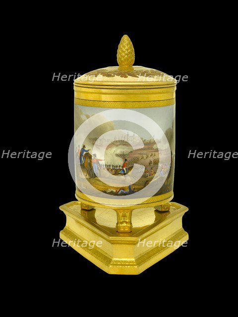 Ice pail showing the Battle of Salamanca, Spain, 1812 (1817-1819). Artist: Unknown.