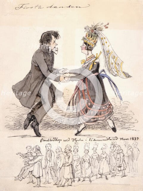 "First Dance". "Farmer wedding at Hjula in Södermanland Nov. 1837", 1837. Creator: Fritz von Dardel.