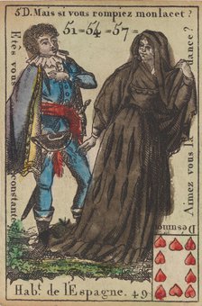 Hab.t de l'Espagne from Playing Cards (for Quartets) 'Costumes des Peuples..., 1700-1799. Creator: Anon.