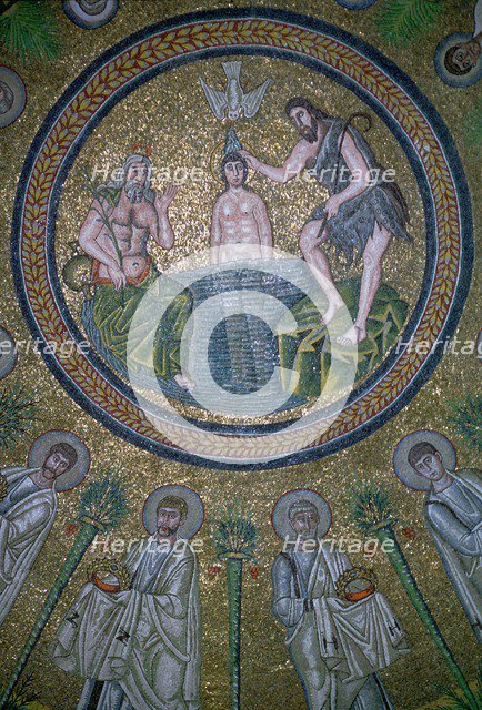 Mosaics of the Dome in the Bapistry of the Arians, 5th century. Artist: Unknown