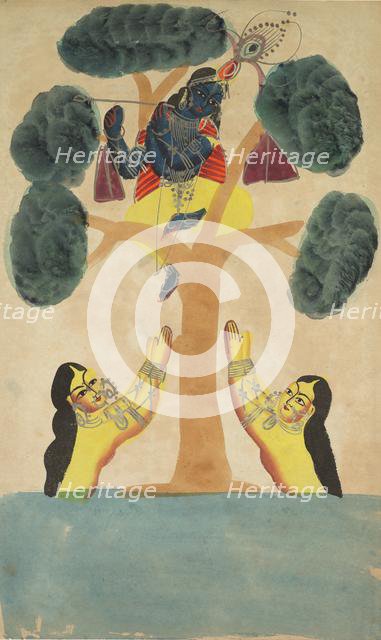 Krishna Steals the Clothes of the Cowgirls (Gopis), 1800s. Creator: Unknown.