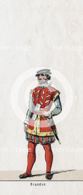 Brandon, costume design for Shakespeare's play, Henry VIII, 19th century. Artist: Unknown