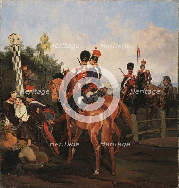 At the Mile Stone, 1859. Artist: Willewalde, Gottfried (Bogdan Pavlovich) (1818-1903)