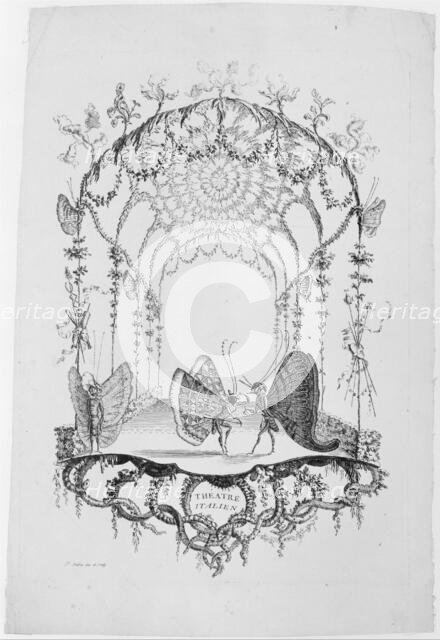 Italian Theatre (Théatre Italien), from Essai de Papilloneries Humaines par Saint A..., ca. 1756-60. Creator: Charles-Germain de Saint-Aubin.