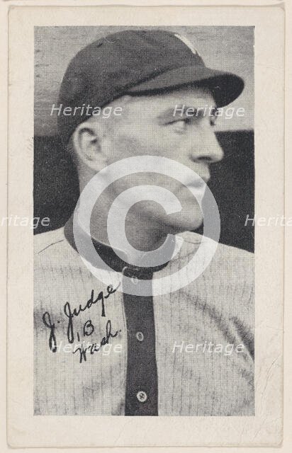 J. Judge, 1 B Wash., from Baseball strip cards (W575-2), ca. 1921-22. Creator: Unknown.