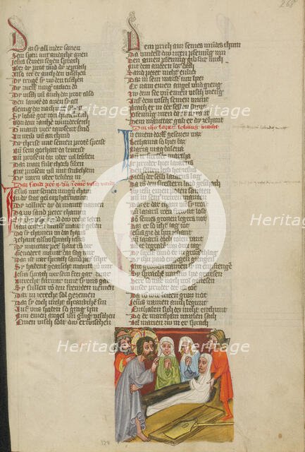 The Raising of Lazarus; Weltchronik, about 1400-1410. Creator: Unknown.