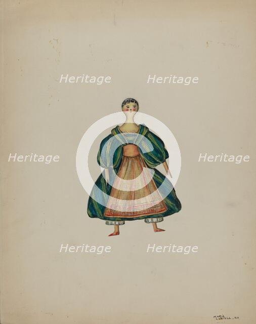 Old American Wooden Doll, 1940. Creator: Marie Lutrell.