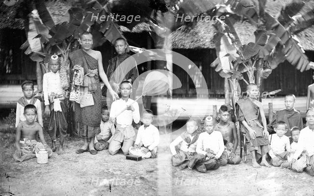 Siam [Thailand]: monks and their assistants, 1865. Creator: John Thomson.