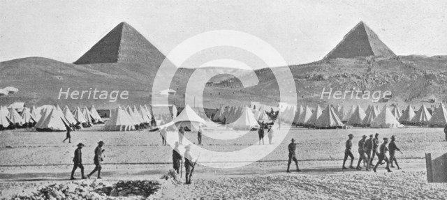 'The Australian troops in Egypt encamped near the Pyramids', 1914. Artist: Unknown.