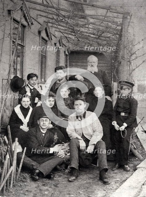 Russian author Anton Chekhov with family and friends, 1890. Artist: Unknown