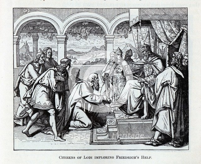 Citizens of Lodi imploring Friedrich's Help, 1882. Artist: Anonymous  