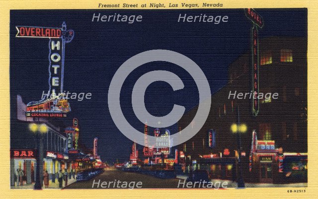 'Fremont Street at Night , Las Vegas, Nevada', postcard, 1946. Artist: Unknown