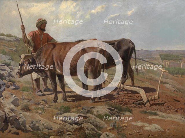 Plough Oxes with Fellah, 1877. Creator: Charles Verlat.