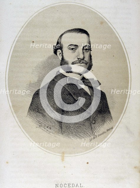 Cándido Nocedal (1821-1885), Spanish politician, lithography by J. Denou.