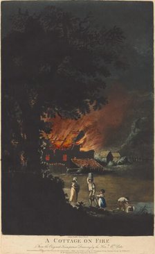 A Cottage on Fire, 1799. Creators: Charles Turner, Yates.