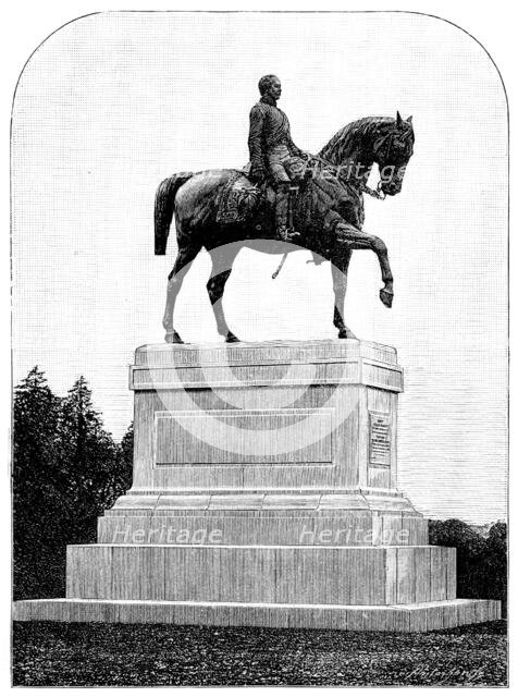 Equestrian statue of the Prince Consort in Windsor Park, 1890. Creator: Unknown.