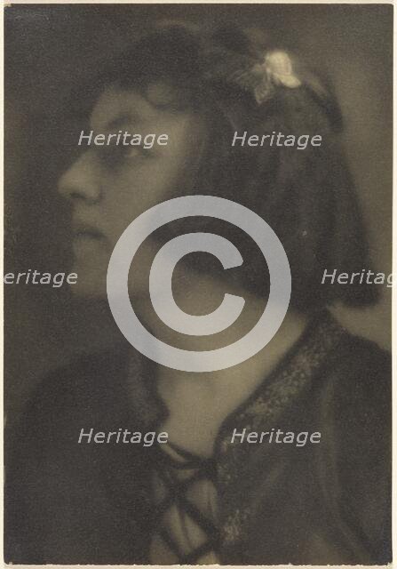 Portrait of a Woman with Butterfly Hair Clip, 1907-1943. Creator: Louis Fleckenstein.