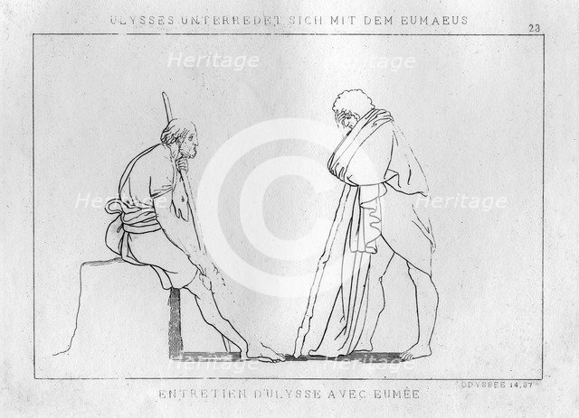 Odysseus talks with Eumaeus, the swineherd, c1833. Artist: Unknown
