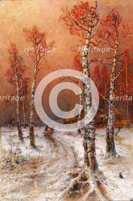 Winter mood with rooks, 1914. Creator: Klever, Juli Julievich (Julius) von, the Elder (1850-1924).