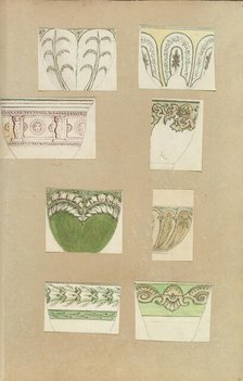 Eight Designs for Decorated Cups, 1845-55. Creator: Alfred Crowquill.