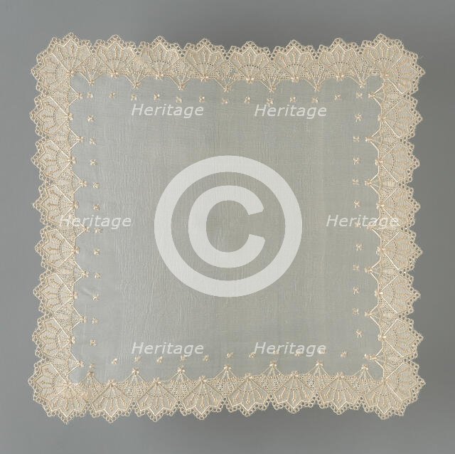 Handkerchief, France, c. 1880/90. Creator: Unknown.