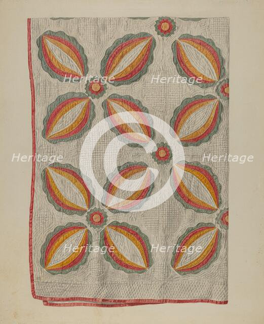 Applique Quilt, 1935/1942. Creator: Alois E. Ulrich.