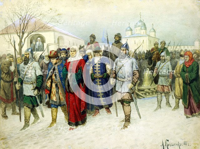 'Martha the Mayoress Escorted to Moscow', 1880.  Artist: Aleksey Kivshenko