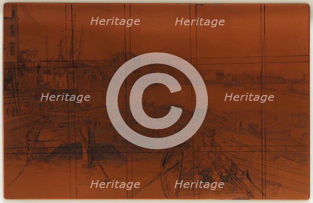 Etching plate: The Pool, 1859. Creator: James Abbott McNeill Whistler.