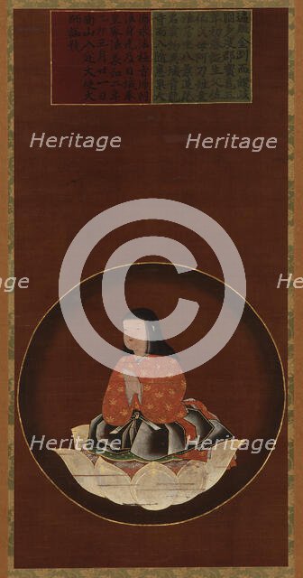 Kobo Daishi as a child seated on a lotus, Muromachi period, 15th-16th century. Creator: Unknown.