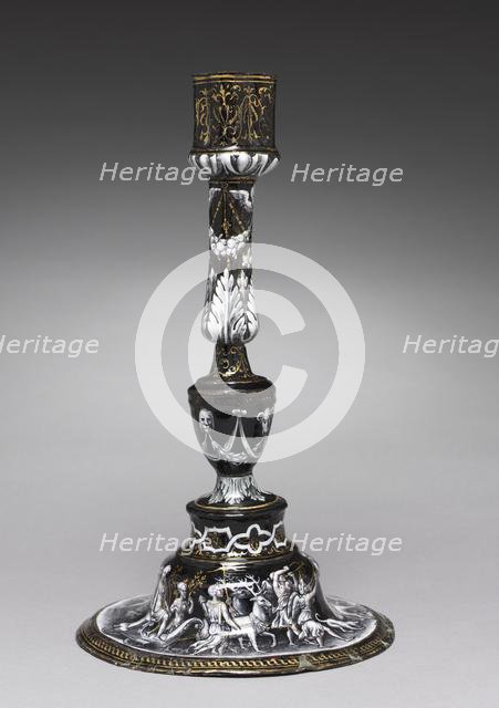 Candlestick Depicting the Triumph of Diana, c. 1565. Creator: Jean II de Court (French, bef 1583), attributed to.