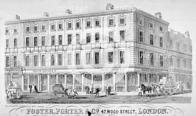 Premises of Foster, Porter & Co, no 47, Wood Street, City of London, 1857.                           Artist: I & E Saunders