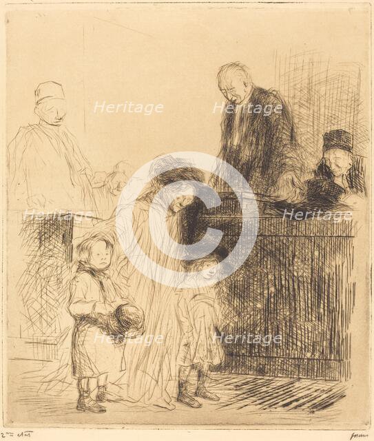 Coming Out of the Hearing (first plate), 1909. Creator: Jean Louis Forain.